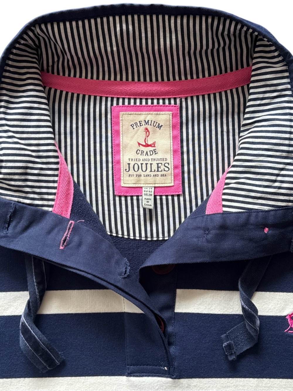 Joules Saunton Sweatshirt Womens XL Blue Multi-Striped Nautical Coastal Preppy - Picture 7 of 14